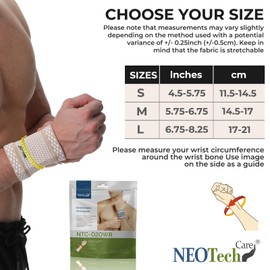 NEOtech Care Wrist Brace - Bamboo Fibre Knitted Fabric - Lightweight, Elastic & Breathable - for Men & Women - Sports, Training, Gym (Beige, 1 Pair, M)