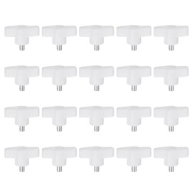 QUARKZMAN Pack of 20 Wing Knobs M6 x 10 mm Thread Plastic T-Pin Knobs T-Thread Handles Hand Clamping Thumb Screws White