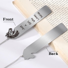 Berirexrion Horse Bookmark Gifts for Women - Funny Just A Girl Who Loves Horse Metal Book Marks Cute Animal Bookmarks Best Stuff Decor Reading Kids Daughter Students Teacher School Birthday Graduation