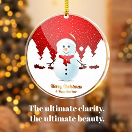 YummyCarrot Merry Christmas Decorative Hanging Ornaments with Gift Box, Hanging with My Christmas Tree 2024, Crystal Ornaments for Christmas Trees Winter New Year, Glass Home Decor Gifts