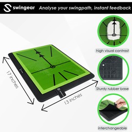 2 in 1 Golf Hitting Mat - Durable Dual Surface Practice mat - Easy to Use Swing Training aid w/Interchangeable Divot Board & Turf mat - Instant Feedback to Analyze Your Swing - Gifts for Golfers