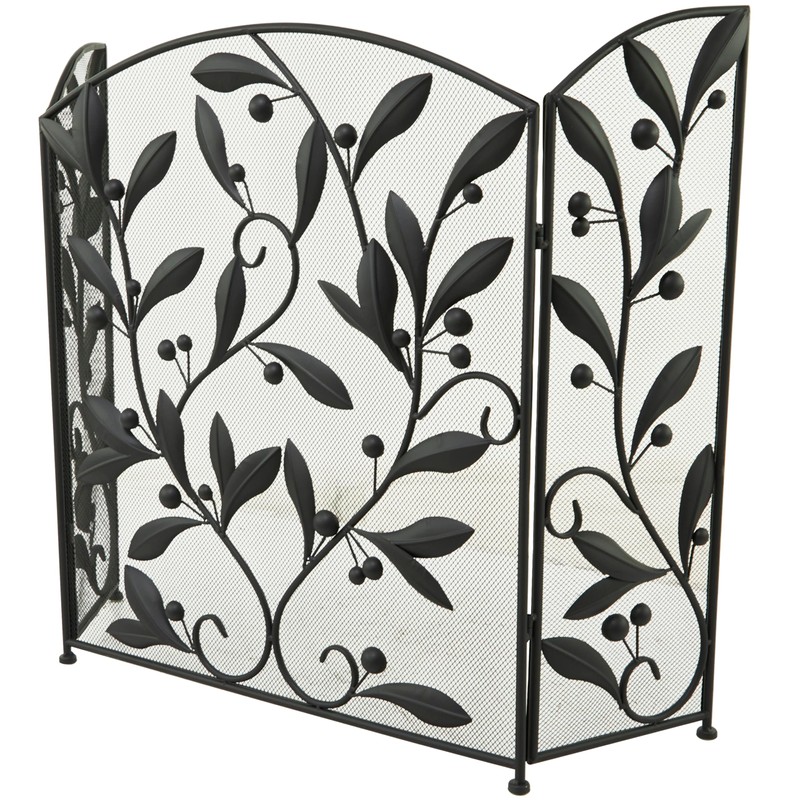 Deco 79 Metal Scroll Foldable Mesh Netting 3 Panel Fireplace