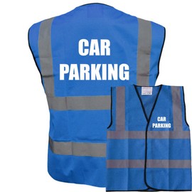 Car Parking Blue Hi Vis Viz Safety Vest Waistcoat, Reflective High Visibility Work Wear, Events xxx-large