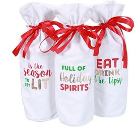 Set of 3 Holiday Spirits Wine Tote