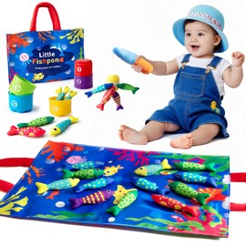 Aiqi Baby Montessori Toy from 1 2 Years, Magnetic Fishing Game for Children 6 12 Months, Sensory Learning Toy for Hand-Eye Coordination, Motor Skills Toy, Gift 1 Year Girl Boy