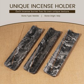Koville Marble Incense Holder, Incense Holder for Sticks, Incense Sticks Holder Ash Catcher for Meditation Yoga SPA, Natural Stone Incense Burner, Home Table Decor (Black)