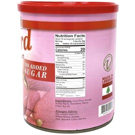 TAZAH Strawberry Custard Powder Mix, Easy to Prepare, No Added Sugar, 12.3 Oz (350g) Tin