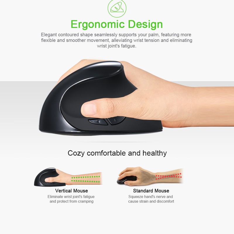 Optical Vertical Mouse Ergonomic Wired Mouse USB Mice 5 Button