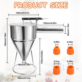 KXVXXV Dough Scoop, Stainless Steel, Large, 1200 ml Dough Dispenser with Lid, Pancake Scoop for Waffle Dough, Pancake, Dough Dispenser for Doughnut, Pancake, Dough Dispenser for Muffin