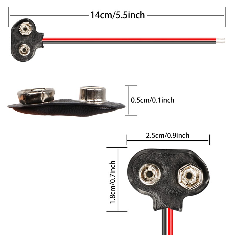 PNGKNYOCN 9V Battery Clip Connector 10 Pack T Type 9V
