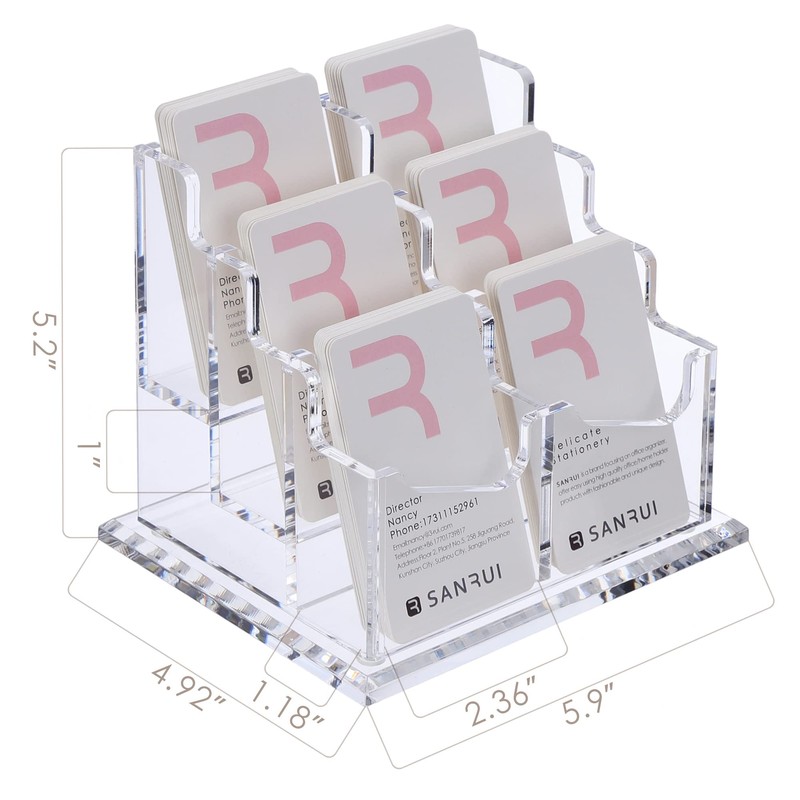 SANRUI Vertical Business Card Holder for Desk，Clear Acrylic Business Card