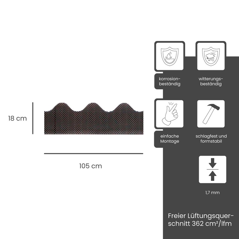 Fassadenprofile Eaves ventilation profile, wave-shaped, 105 cm, PVC, 1 piece,
