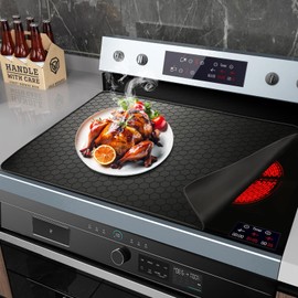 Stove Top Covers for Electric Stove, 27.55" x 19.68" Silicone Stove Cover,Foldable Ceramic Glass Electric Stove Top Cover, Dish Drying Mat to Prevent Scratching (Black)