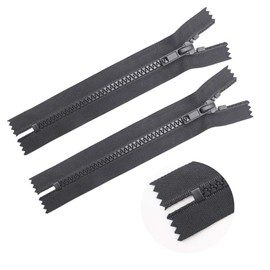 YaHoGa 2PCS 5 Inch #5 Close End Plastic Zippers Bulk Black Molded Resin Zippers for Sewing Clothes Purse Bags Crafts (C/E 5" 2pcs)