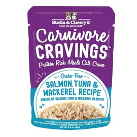 Stella & Chewy’s Carnivore Cravings Wet Cat Food Pouches – Grain Free, Protein Rich Meal, Topper or Treat – Salmon, Tuna & Mackerel Recipe (2.8 Ounce Pouches, Case of 24)