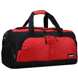 foolsGold Large Sports Holdall Duffel Bag - Black/Red