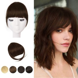 BARSDAR Human Hair Clip in Bangs - Thick Human Hair Bangs Clip in for Women - Natural Black Hair Bangs Extensions Clip in Real Human Hair Bangs Clip on Fringe Hairpieces Daily - Natural Black