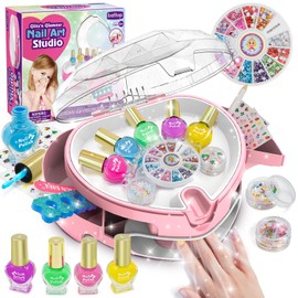 PUPPSITTY Kids Nail Polish Set for Girls,All-in-One Nail Art Kit for Kids with ‌Nail Dryer & DIY Decorations, Peelable Nail Polish/Stickers/Gems/Nail File&Tools, Gifts for Girls Age 7-12