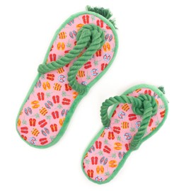 The Worthy Dog Flip Flop Tough Dog Toy - Durable, Chomp-Resistant, with Multiple Squeakers - Safe, Non-Toxic Material - for Indoor & Outdoor Play