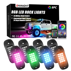 SHINIGHT Led Rock Lights for Trucks,8 Pods Lights for Jeep Brightness Truck underglow kit Exterior with App Control Flashing Music Mode RGB Lighting for UTV SUV ATV RZR Truck Accessories