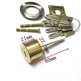 BE-TOOL Rim Cylinder Lock Single Head Copper Lock Cylinder with 6 Pcs Keys Replacement Lock Cylinder Easy to Use for Home, Office, Garden Shed