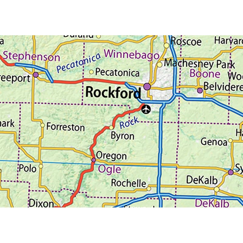 Illinois Physical State Map - 15.1 x 23.3 Inches -