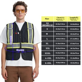 A-KSAFETY High Visibility Security Vest for Security Guards, Safety Workers, Construction & Men's Work, Black-drone Pilot, Medium