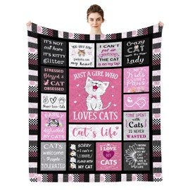Onperpoe Cat Gifts for Women, for Cat Lovers, Soft and Comfortable Cat Blanket for Humans, Cat Mum Gifts, Cat Themed Gifts for Women Girls Gift, Blanket 150X130CM