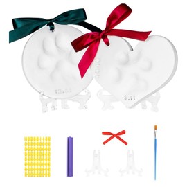FIDWALL Pack of 2 pet paw print set, memorial ornaments for dogs and cats, for new puppies and kittens, no ink cat dog paw print set as a keepsake, with holder and name stamp.