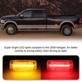 SHINEFIT LED 4PCS Dual Bed Fender Side Marker Light Compatible with 2010-2018 Ram 2500 3500, Clear Lens