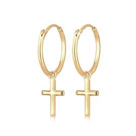 Elli Ohrringe Damen Creolen Kreuz Anhänger Glaube Religion in 925 Sterling Silber