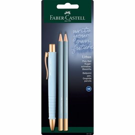 Faber-Castell 241122 Writing Set Sky Blue with Poly Ball Urban Ballpoint Pen and 2 Urban Pencils