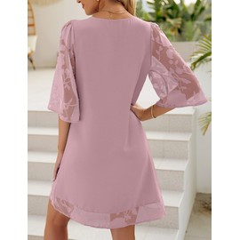 LookbookStore Dresses for Wedding Guest Women Flowy Relax Fit Dress 3/4 Sleeve Date Night Outfit Summer Dress for Women Valentine Dress for Women Lavender Size X-Large Fits Size 16 / Size 18