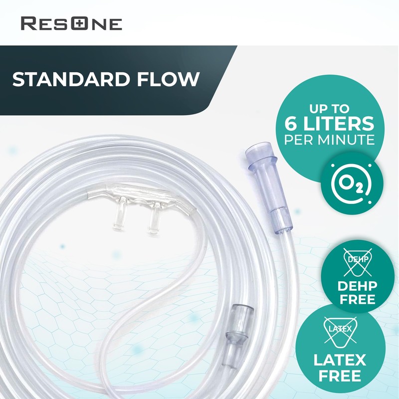 ResOne 2Ft Soft Adult Oxygen Nasal Cannula 1-Pack - Curved