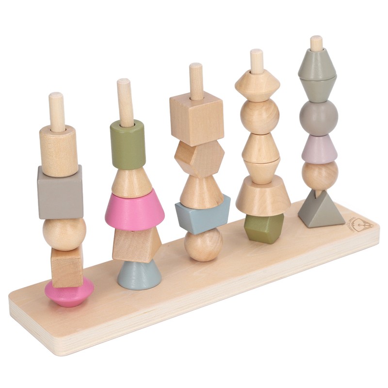 Stack Matching Set Educational Wood with 10 Cards Geometric Shape