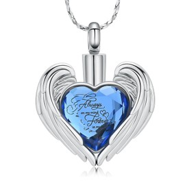 Hearbeingt Heart Cremation Jewelry Crystal Urn Necklace for Ashes Stainless Steel Heart Keepsake Pendant Memorial Urn Jewelry Gifts for Women Men