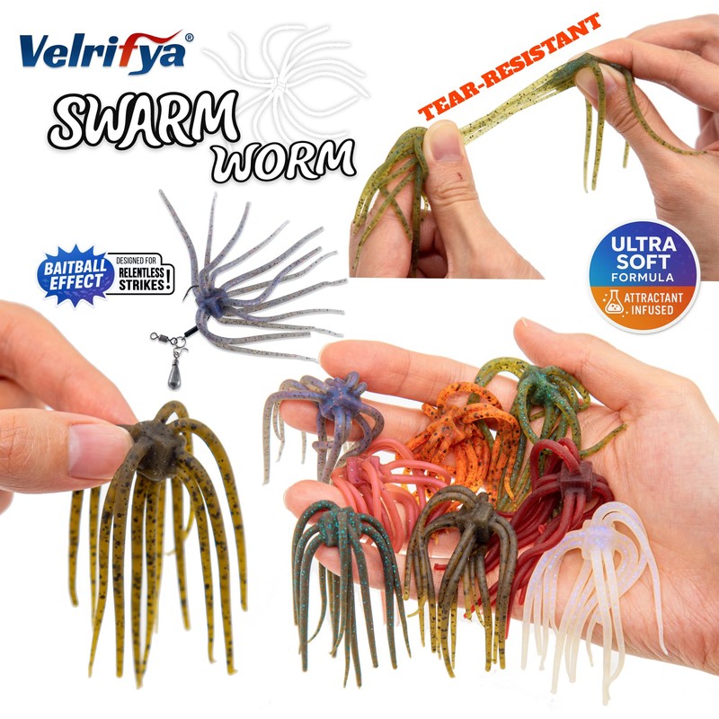 Velrifya Tentacle Dice Bait, Soft Plastic Urchin Baits for Bass