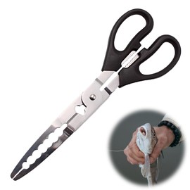 PAVIKE Fish Grip, Stainless Steel Fish Grabbing Tongs, Fishing Tackles, Scissors Type, Fishcatch, Fishing Tongs, Wire Cutter, Easy to Grip, Lightweight