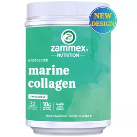 Zammex Nutrition Marine Collagen Peptides Powder-11.3oz Unflavored Hydrolyzed Wild-Caught Fish