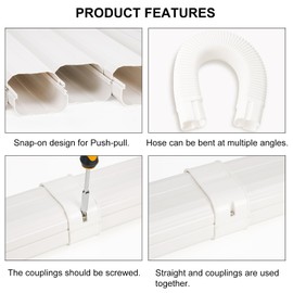Kalkehay 4" W 9Ft L Line Set Cover for Mini Split and Central Air Conditioners Decorative PVC Line Cover Kit for Outdoor AC Heat Pump Systems