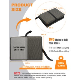 FASTMOMENT Airplane Seat Cushion Portable Travel Seat Cushion for Comfort Foldable Stadium Seat Cushion with Breathable Fabric Seat Pad Perfect for Long Flights, Office, Camping, Bleacher (Olive Gray)