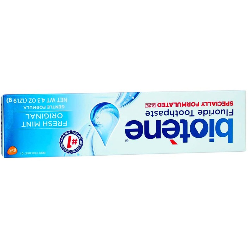 biotène Gentle Formula Fluoride Toothpaste, Fresh Mint 4.3 oz (Pack