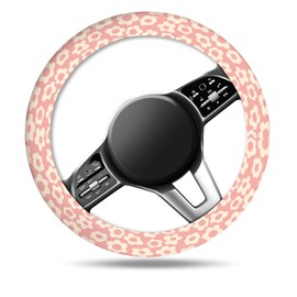 ASJHFDIR Car Steering Wheel Cover, Universal 15 Inch Non-Slip Breathable Neoprene Elastic Steering Wheel Protector, Cute Car Accessories for Women Men Fit Auto, Suvs Pink Flowers