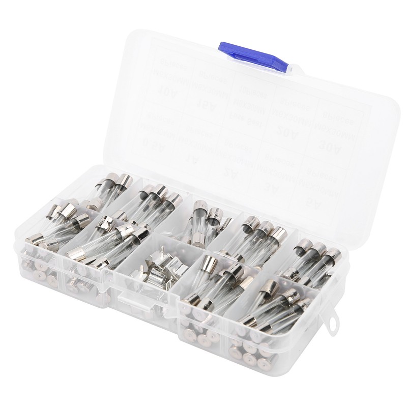 2Boxes Glass Tube Fuse Kit M6x30mm 0.5A‑30A Fast Acting Quick