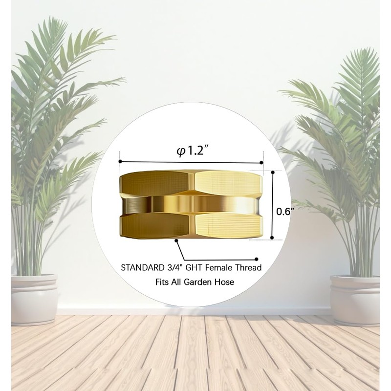 3 Pack garden hose caps with Washers, Brass Spigot Cap,