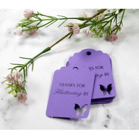 Butterfly Thank You Tags - Thanks for Fluttering By - 12pc (Purple)