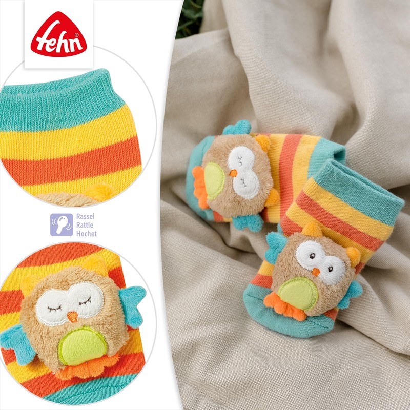 Fehn 091519 Rattle Socks Teddy Owl owl