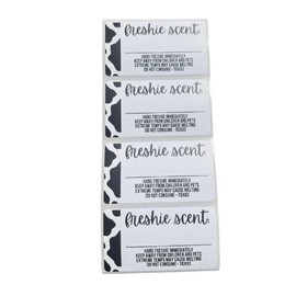 Cow Print Car Freshie Scent + Care/Warning 200 Count Thermal Printed Labels - 2.25"x1.25"