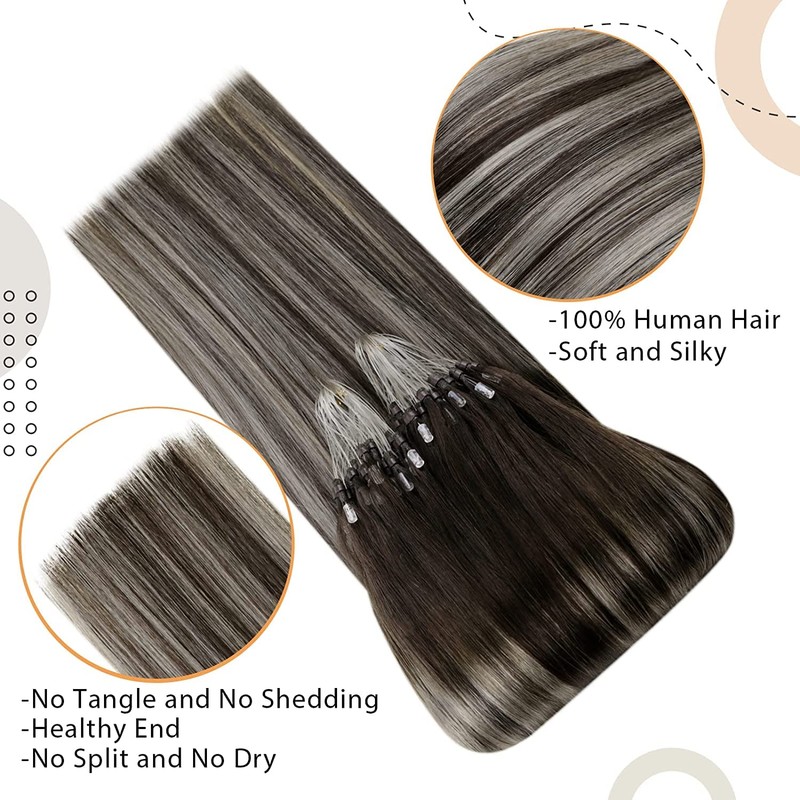 Easyouth Real Hair Extensions Micro Ring Balayage Hair Extensions Micro