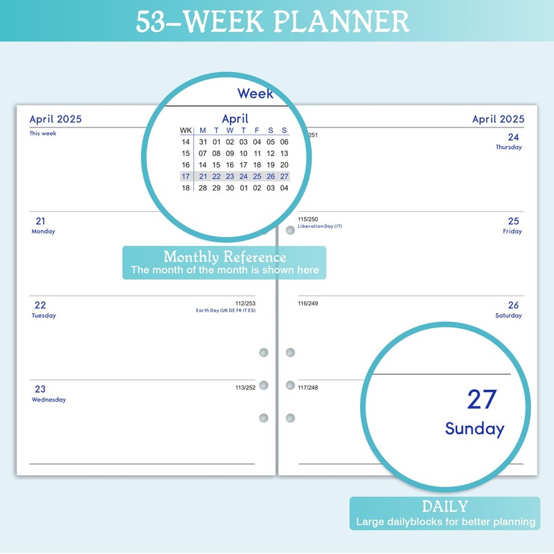 Refill Diary 2025 - A5 Week on Two Pages English